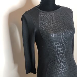 Divided (H&M) Snake Skin Print, Mini Dress, Long Sleeve, Size 6, Black, Zip back